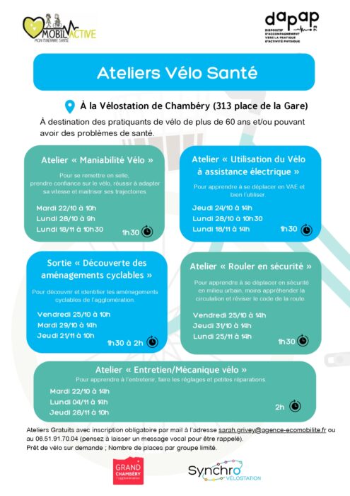 Ateliers vélo santé automne 2024