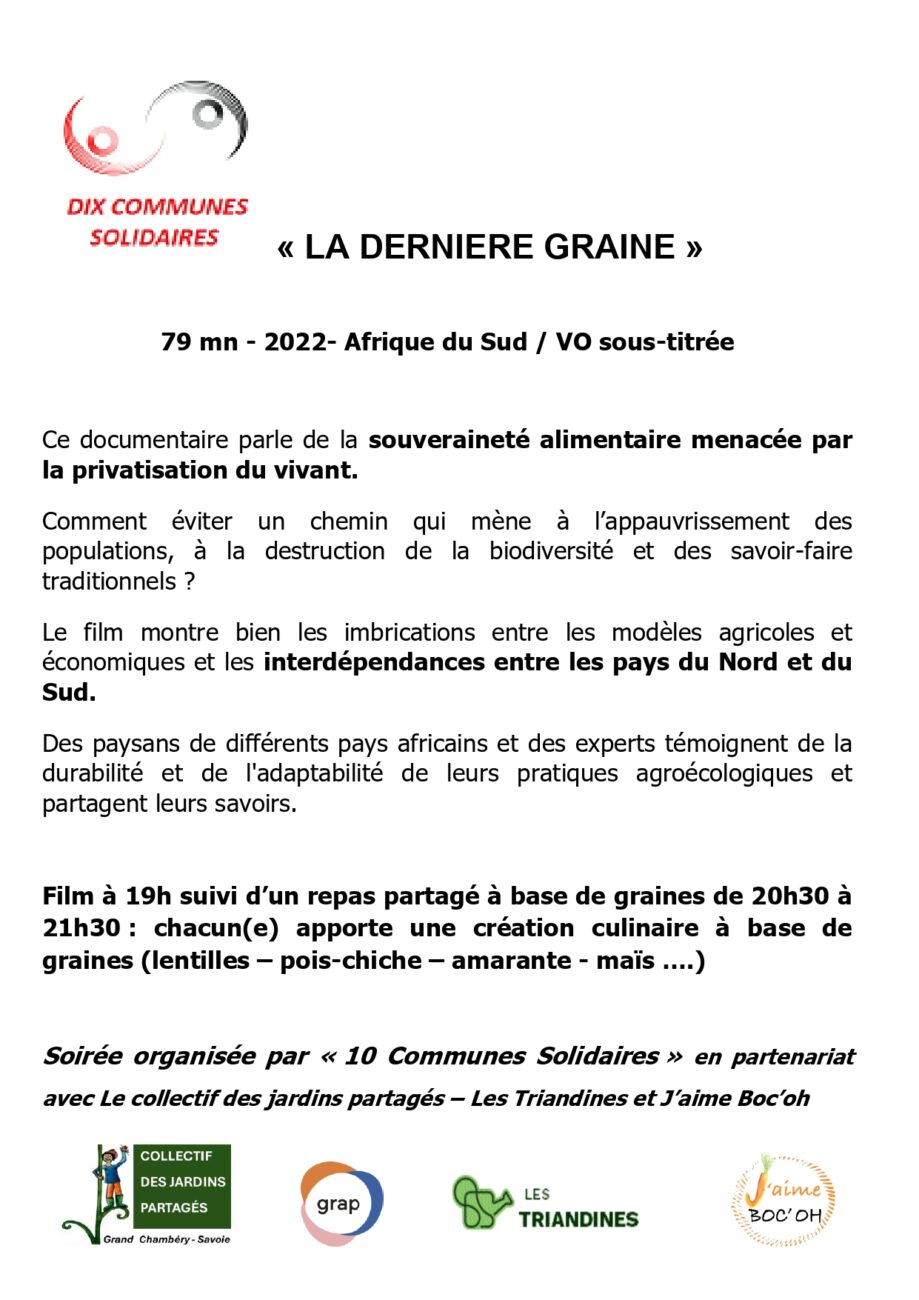 « Le FESTIVAL ALIMENTERRE » mardi 22 octobre 2024 à 19h00 à la Jacobelle