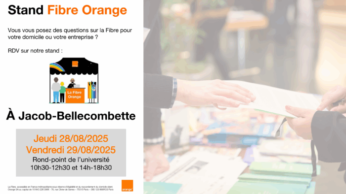 Orange installe un stand Fibre à Jacob-Bellecombette les 28 et 29 août 2025