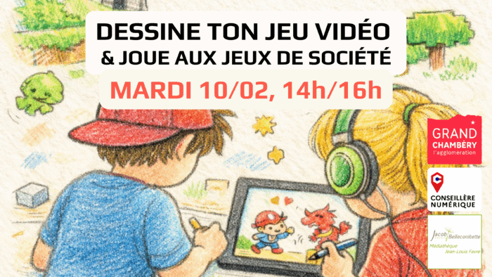 Atelier « Dessine ton jeu vidéo » à la médiathèque – Mar. 10/02